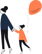 Adult and child holding hands